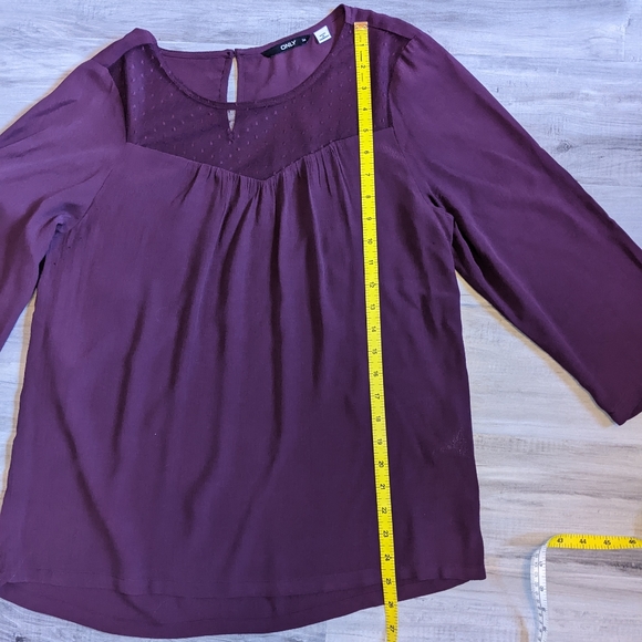 Sheer Chest Wine Coloured Tunic by Only - Picture 7 of 8